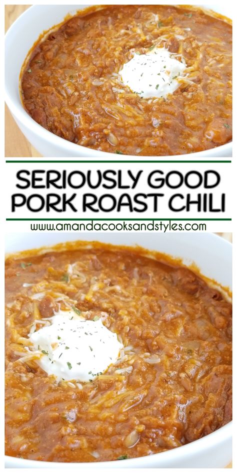 Chili Made With Pork, Pork Roast And Beans Crock Pot, Slow Cooker Pulled Pork Chili, Mexican Pork Roast Crockpot, Slow Cooker Pork Chili, Things To Make With Pork Roast, Pork Chili Recipe Crockpot, Pork Roast Soup Recipes, Recipes Using Pork Roast