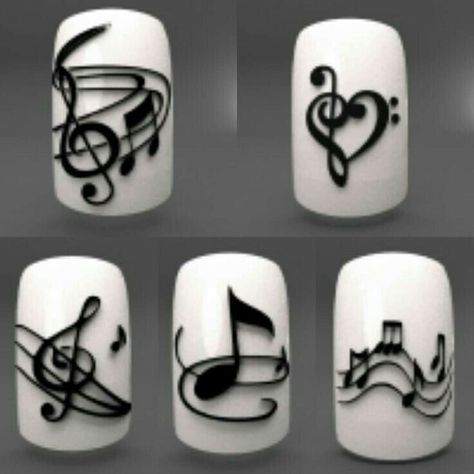 Funky Nail Art, Valentine Nails, Music Note Nails, Music Nails, Unghie Nail Art, Valentine Nail Art, Gel Nail Art Designs, Musical Notes, Nail Art Hacks