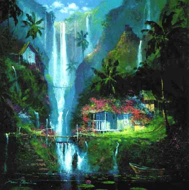 James Coleman, Tropical Painting, Creation Photo, Hawaiian Art, Fantasy Places, Fantasy Landscape, Aesthetic Art, Art For Sale, Art Wallpaper