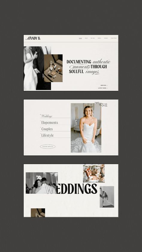 Wedding Photography Branding & Web Design — Studio Bressi | Branding & Squarespace Website Design Wedding Catalog Design Layout, Photo Studio Branding, Squarespace Photography Website, Wedding Venue Website Design, Photography Web Design, Photography Studio Branding, Photography Website Design Inspiration, Event Website Design, Services Page Design