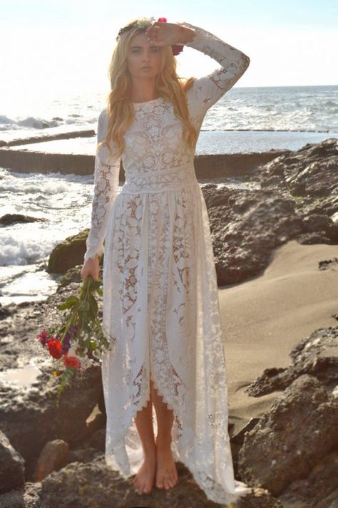 Country Western Dresses, Edwardian Wedding Dress, Mode Country, Edwardian Wedding, Boho Beach Wedding, Beach Wedding Dress Boho, Boho Wedding Dress Lace, Hippie Festival, Western Dresses