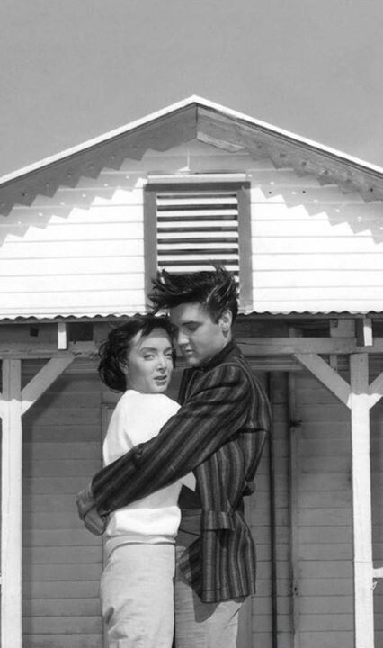 On set movie photo:  Elvis Presley and Carolyn Jones in  "King Creole" Elvis Presley King Creole, 50s Elvis, Elvis And Carolyn Jones, Elvis Kissing Women, Velvet Elvis, Elvis Presley And Shelley Fabares, Elvis Tcb, Elvis Hugging Fans, Four Movie