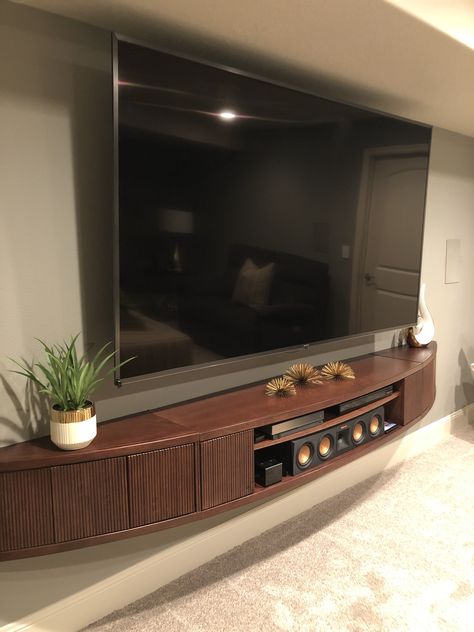 Living Room With Huge Tv, 85 Inch Tv Home Theater, Big Tv In Living Room, 65inch Tv On Wall, 85” Tv, Living Room Surround Sound, Sound System Living Room, Home Theater Ideas Basement, Surround Sound Living Room