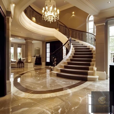 Elegance in every step – dream homes start with grand entrances like this one. #HomeGoals #LuxuryLiving Grand Stairs Design, Grand Staircase Entrance, Houses Entrance, House Entrance Ideas, Elegant Foyer, Different House Styles, Luxury Staircase, Grand Entry, Luxury Beach House