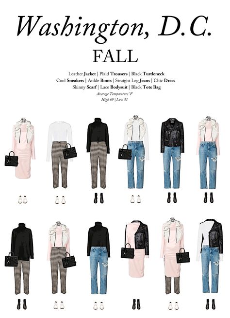 This fall capsule travel wardrobe was created for a visit to Washington, DC this fall. It highlights what to pack and what to wear in Washington, DC this fall. Chic and with only 10 items, we love this fall packing list for Washington, DC. #fashion #Washington #DC #fall #packinglist #capsulewardrobe #fallwardrobe #autumnstyle What To Wear To Washington Dc In Winter, Casual Dc Outfit, Washington Dc Packing List Fall, Dc Winter Outfits Washington Dc, Fall Washington Dc Outfit, Washington Dc Fashion Fall, Outfits For Dc Trip Washington Dc, Outfits For Dc Trip Washington Dc Spring, What To Pack For Washington Dc In Fall