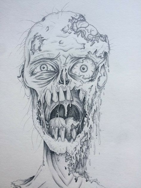 Animal Stencil Art, Zombie Drawings, Zombie Tattoos, Horror Drawing, Creepy Drawings, Skull Art Drawing, Zombie Art, Trying Something New, Dark Art Drawings