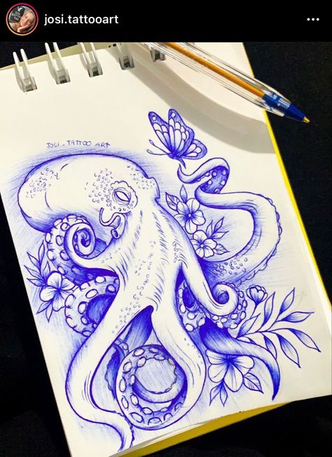 Octopus Tattoo Sleeve, Octopus Tattoo Design, Feminine Tattoo Sleeves, Octopus Tattoos, Pencil Drawings For Beginners, Jellyfish Tattoo, Cool Tattoo, Clever Tattoos, Theme Tattoo