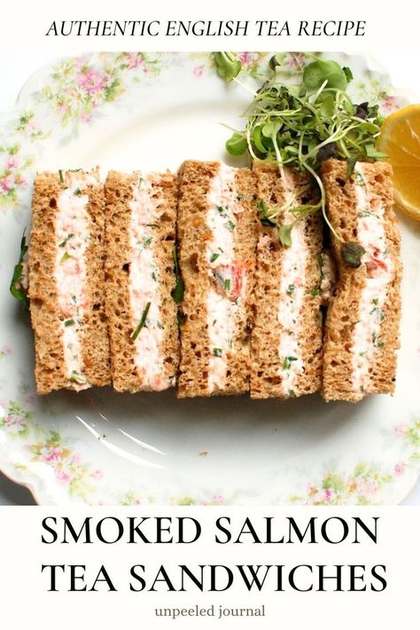 Smoked Salmon Tea Sandwiches Recipe Smoked Salmon Tea Sandwiches, Salmon Tea Sandwiches, Afternoon Tea Sandwiches, Salmon Sandwich Recipes, Tea Party Sandwiches Recipes, The Ritz London, Smoked Salmon Sandwich, Smoked Salmon Cream Cheese, Cream Cheese Sandwiches