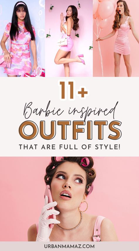 Best Barbie Inspired Outfits for Adults Fashionista Barbie Outfit, Best Barbie Outfits, Weird Barbie Aesthetic, How To Dress Like Barbie, Casual Barbie Outfits, Types Of Barbie Costumes, Barbie Bounding, Barbie Outfit Inspiration, Barbie Inspired Outfits Casual