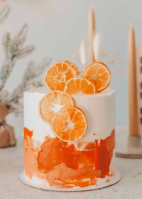 How to Make a Watercolor Cake - A Beautiful Mess Orange Cake Ideas, Citrus Theme Wedding, Wedding Cake Citrus, Citrus Theme, Grad Cake, Sunny Disposition, Citrus Wedding, Cake Pops How To Make, Watercolor Cake