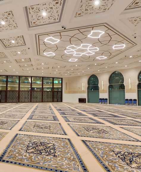 Location: Abu Dhabi Small Mosque Design Interior, Masjid Aesthetic, Mosque Design Islamic Architecture, Architecture Ceiling, Islamic Library, Wooden Sofa Set Designs, Mosque Design, Mosque Art, Residential Building Design