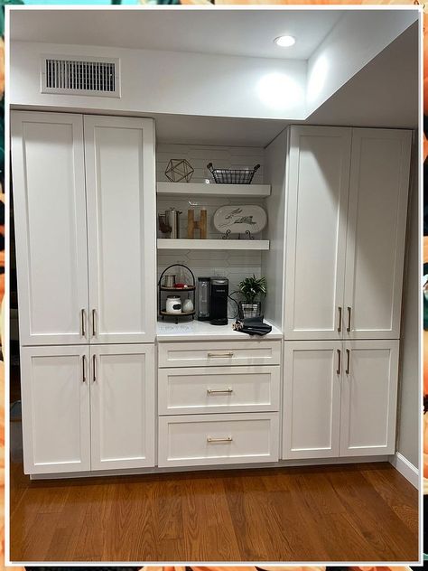 Looking to elevate your dining room pantry? Discover how to transform it into a stylish and functional space with our expert tips and ideas. From organization hacks to decor inspiration, make your dining room pantry a show-stopping feature in your home. Create a space that is not only practical but also visually appealing with our guide. Wall Of Cabinets Kitchen Pantries, Upper Cabinet Pantry Wall, Built In Pantry Cabinet Wall Custom, White Shaker Pantry Cabinet, Kitchen Pantry Addition, Wall To Wall Cabinets Kitchen, Separate Pantry Cabinet, Cabinet Wall In Kitchen, Kitchen Wall Built In Cabinets