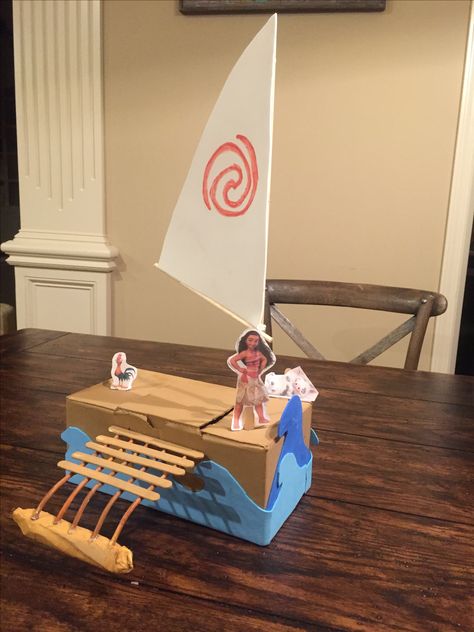 Moana's boat Valentine's box Raingutter Regatta, Girls Valentines Boxes, Moana Bebe, Moana Themed Party, Hawaiian Birthday Party, Moana Birthday Party, Moana Party, Valentine Day Boxes, Gift Ideas Diy