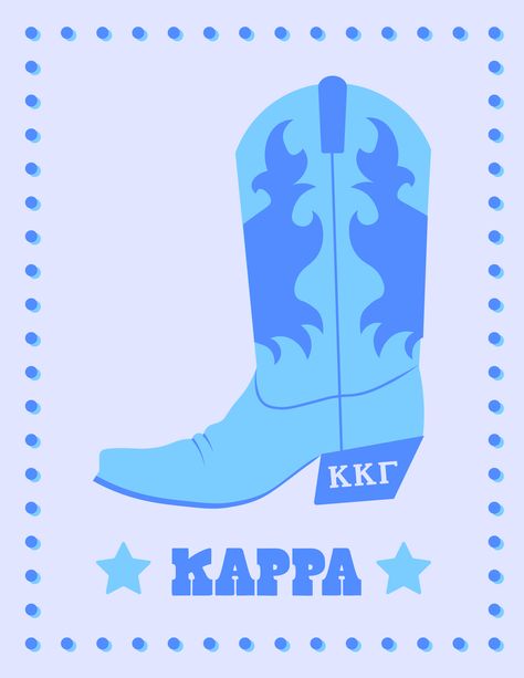 Western Sorority Paddle, Kkg Graphic, Cowboy Boot Sorority Paddle, Kkg Canvas, Theta Painting, Sorority Banner Ideas Design, Kappa Kappa Gamma Aesthetic, Western Paddle Sorority, Cowgirl Paddle Sorority