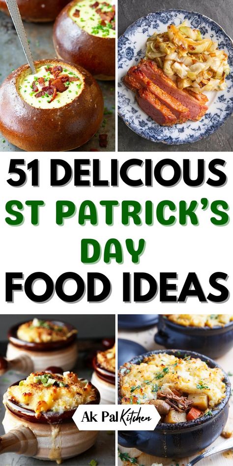 Looking for St. Patrick's Day food ideas? Check out these delicious and festive Irish recipes featuring traditional favorites like appetizers and side dishes. For a fun twist, try making Shamrock cake or cheesecake. And of course, no St. Patrick's Day celebration is complete without a pint of Guinness or Irish desserts. Get inspired for your St. Patrick’s Day feast with these tasty and colorful treats! St Patrick's Day Food Ideas, Irish Dinner Recipes, St Patrick's Day Menu, Shamrock Cake, Food Ideas Recipes, Irish Appetizers, St Patrick's Day Appetizers, St Patrick's Day Food, St Patricks Food