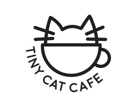 Tiny Cat Cafe Logo by Emi Bee on Dribbble Cat Cafe Logo, Cafe Logos, Pet Cafe, Cafe Logo Design, Tea Logo, Coffee Icon, Dog Cafe, Tiny Cats, Cute Cafe