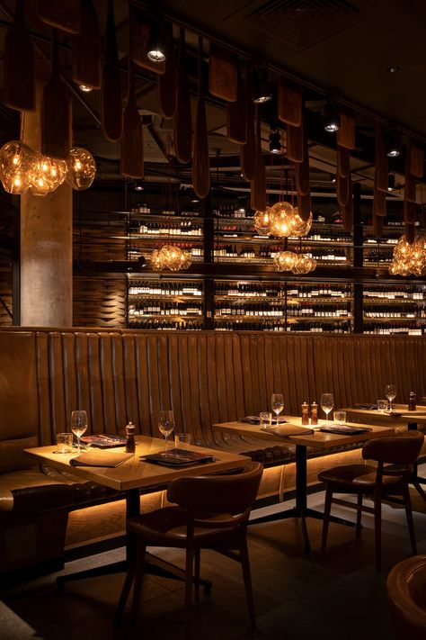 The Meat & Wine Co. Barangaroo- Australia :: Behance Winery Tasting Room Interiors, Winery Restaurant Interior Design, Wine Cafe Interior, Wine Restaurant Design, Cafe Wine Bar, Moody Wine Bar, Wine Bar Ideas Restaurants, Wine Cave Design, Wine Bar Interior Design