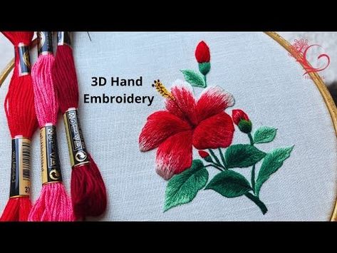 (200) Secrets to Stunning 3D Hibiscus Embroidery | Step-by-Step Detailed Tutorial For Beginners - YouTube Hibiscus Embroidery, 3d Hand Embroidery, 3d Hand, Pins And Needles, Tropical Flower, Flower Embroidery Designs, Flower Embroidery, Embroidery Floss, Tropical Flowers