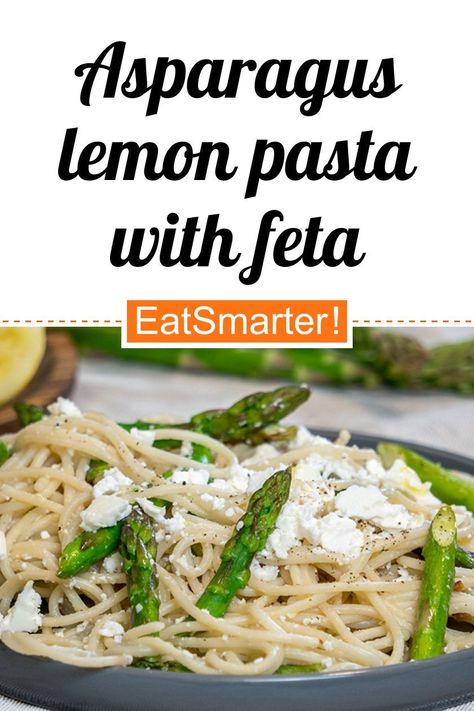 Lemon Pasta with Feta and Asparagus - EAT SMARTER | Vegetarian, Vegetarian asparagus, Vegetarian Lunch, Vegetarian Entree, Low-sugar, skillet dish, Italian, Mediterranean, Spring, Spring Dish, Spring Vegetable, 25-Minute, Quick, Easy, Simple vegetarian, Family, Meal for Two, Home Cooking, Healthy Pasta, Clean Eating Recipes, Quick, Pasta, Pasta, Asparagus Pasta, Spaghetti, Lunch, Dinner #vegetariandinner #healthyrecipes Pasta Asparagus, Pasta With Feta, Lemon Asparagus Pasta, Asparagus Seasoning, Lemon Asparagus, Whole Wheat Spaghetti, Spring Dishes, Quick Pasta, Pasta Spaghetti