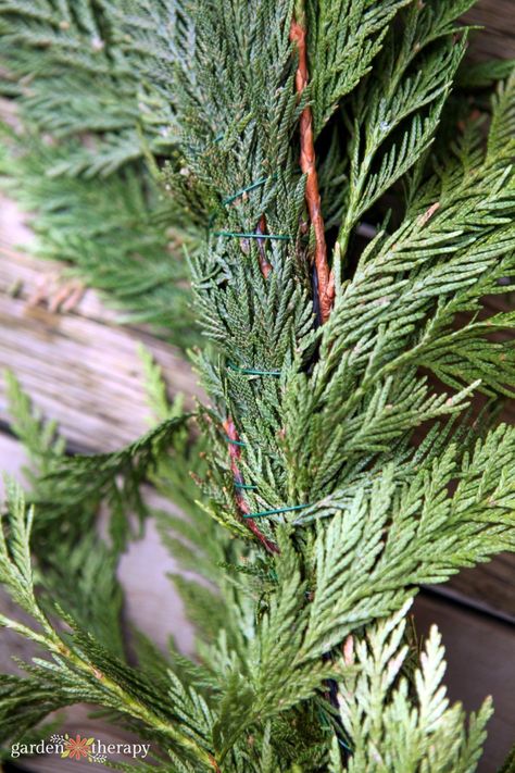 Cedar Garland, Diy Mantel, Outdoor Garland, Cedar Wreath, Mantel Fireplace, Winter Garland, Fake Christmas Trees, Garden Therapy, Faux Christmas