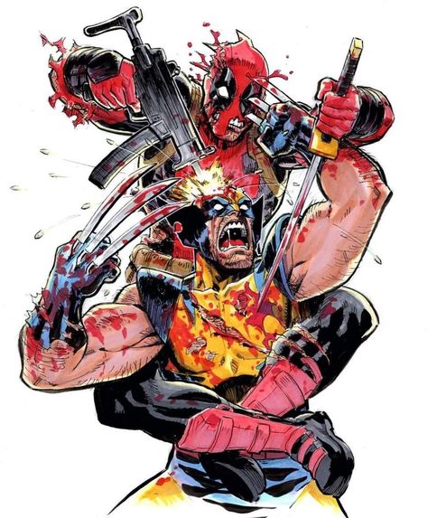 Wolverine Comic Art, Deadpool Artwork, Deadpool Art, Wolverine Comic, Wolverine Art, Comic Book Art Style, Marvel Characters Art, Marvel Artwork, Deadpool Wolverine