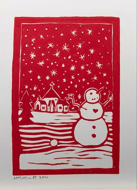 Snowflake Linocut, Holiday Linocut, Music Conservatory, Lino Carving, Blue Notebook, Christmas Card Images, Snowman Snow, Christmas Blocks, Print Christmas Card