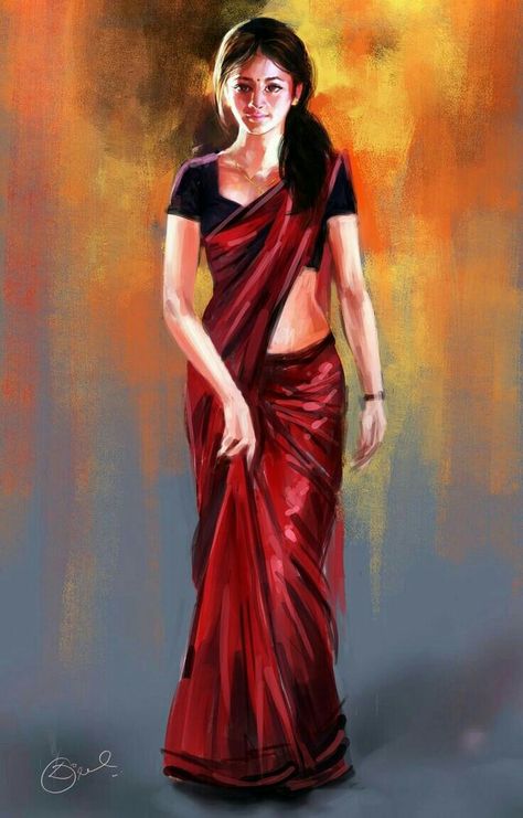 ♡✹ Women In Saree, Indian Drawing, Indian Women Painting, Indian Illustration, Girl Drawing Sketches, Female Art Painting, Indian Paintings, Indian Art Paintings, Wow Art