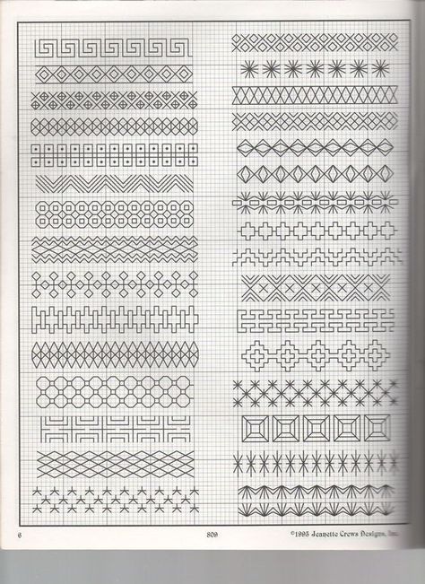 Blackwork Borders Different Types Of Embroidery, Motifs Blackwork, Blackwork Embroidery Patterns, French Knot Stitch, Blackwork Cross Stitch, Blackwork Designs, Graph Paper Designs, French Knot Embroidery, Blackwork Patterns