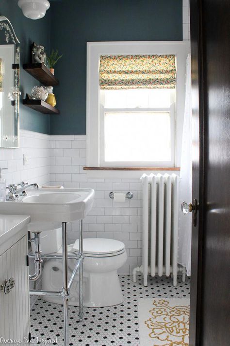 1920’s Bathroom, 1920s Bathroom, 1920s House, White Subway Tile, Upstairs Bathrooms, Vintage Bathroom, Small Bathroom Remodel, Bathroom Styling, White Bathroom