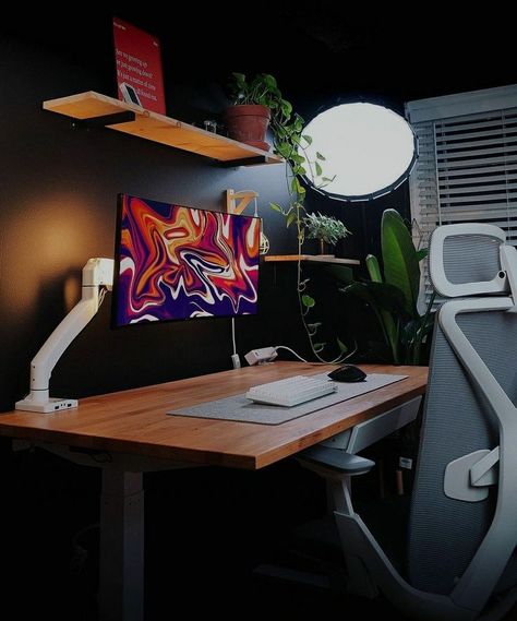 Desk Themes, Bedroom Recording Studio, Desk Setup Workspace Inspiration, Desk Setup Workspace, Setup Pc, Desk Setups, Desktop Setup, Studio Home, Custom Pc