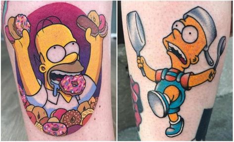 The Simpsons Tattoo, Matt Groening, Tatuaje A Color, The Simpsons, Tattoo Sketches, Bart Simpson, Vault Boy, Top 10, Tattoo Designs