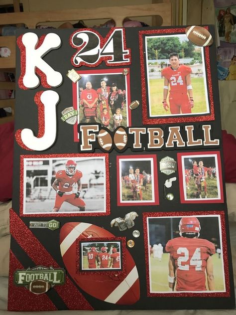 Football Poster For Homecoming, Senior Football Scrapbook Ideas, Decorating Senior Football Locker, Hoco Posters For Football Players, Homecoming Boards Ideas Football, Senior Week Locker Decorations, Youth Football Homecoming Poster Ideas, Senior Night Posters Basketball Diy, Homecoming Ideas For Football Players