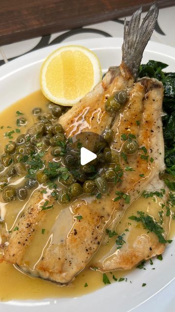 46K likes, 533 comments - just.another.cook le February 23, 2023: "🍋🧈🐟 LEMON BUTTER BRANZINO 🐟🧈🍋 ⁣ .⁣ .⁣ .⁣ .⁣ .⁣ #branzino #butter #cheflife #cooking #cookingathome #delicous #fish #fishing #foodgasm #foodlover #homecooking #lemonbutter #mare #masterchef #mediterraneandiet #mediterraneanfood #pescatarian #recipeoftheday #seabass #seafood #tasty". Branzino With Capers, Bronzini Fish Recipe, Baked Fish Dinner Ideas, Branzino Recipe Filet Baked, Lionfish Recipe, Fish And Seafood Recipes, Seabass Recipe Baked, Roasted Fish Recipes, Lemon Fish Recipes