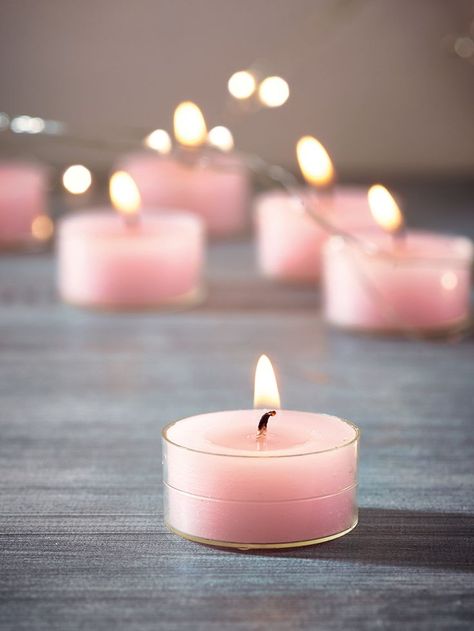 Colour Display, Candle In The Wind, Candle Glow, Aroma Candle, Candle Aesthetic, Pink Tea, Tea Candles, Pink Candles, Let Your Light Shine