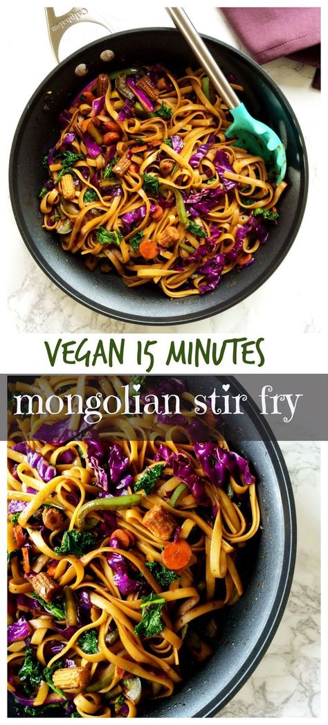 Vegan Mongolian noodles and veggies stir fry in spicy soy ginger sauce Mongolian Noodles, Soy Ginger Sauce, Soy Ginger, Smoothies Vegan, Vegan Asian Recipes, Vegan Noodles, Mapo Tofu, Vegan Asian, Ginger Sauce