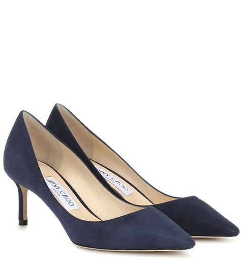 Jimmy Choo - Romy 60 suede pumps | Mytheresa Low Wedge Espadrilles, Blue Suede Pumps, Beautiful Wardrobe, Luxury Heels, Jimmy Choo Romy, Jimmy Choo Pumps, Mid Heels Pumps, Designer Pumps, Blue Pumps