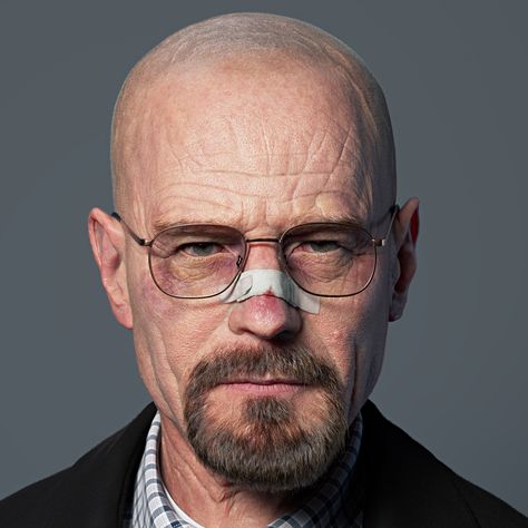 ArtStation - Walter White - Breaking Bad, Abdelrahman Kubisi Walter White Portrait, Famous Movie Characters, Breaking Bad Walter White, Breaking Bad Art, Broken Nose, Bryan Cranston, Screen Savers Wallpapers, Walter White, Face Reference