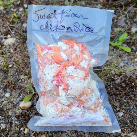 FBC Meals: Sweet and Sour Chicken and Rice (At South Whidbey State Park) I Trail Cooking Freeze Dried Meat, Jar Meals, Salish Sea, Sweet And Sour Chicken, Going Through It, Dried Pineapple, Instant Rice, Thrive Life, Olympic Mountains