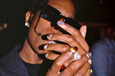 Black Painted Nails Men, Mens Manicure, Men Nail Polish, Fingernails Painted, Mens Nails, Nail Polish Art, Asap Rocky, Dog Nails, Fashion Painting