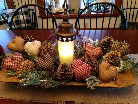 Valentine Candle Centerpieces, Rustic Valentine Decor, February Decor, Primitive Valentine Decor, Farmhouse Valentine Decor, Dough Bowl Centerpiece, Saint Valentin Diy, Valentine Candles, Valentines Bricolage