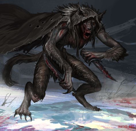 ArtStation - Rogue Wolf Dark Warrior, Beast Creature, Werewolf Art, Dnd Monsters, Cool Monsters, Monster Concept Art, Fantasy Monster, Scary Art, Creepy Art