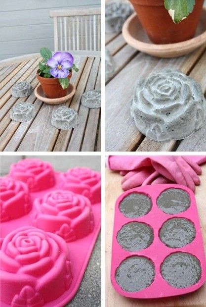 Concrete Rose, Hantverk Diy, Cement Diy, Concrete Diy Projects, Cement Art, Outdoor Crafts, Concrete Molds, Concrete Crafts, Cement Crafts