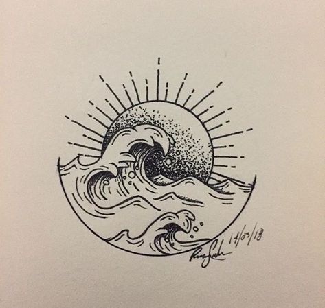 Waves Tattoo Design, Ocean Themed Tattoos For Women, Ocean Tattoo Ideas, Tato Realis, Water Tattoos, Ocean Wave Tattoo, Wave Tattoo Design, Wave Drawing, Sea Tattoo