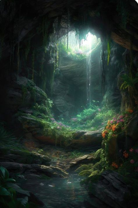 Feywild Aesthetic, Fantasy Cave, Forest Cave, Elven Kingdom, Canvas Art Projects, Fantasy Background, Ancient Forest, Fantasy Forest, Fantasy Setting