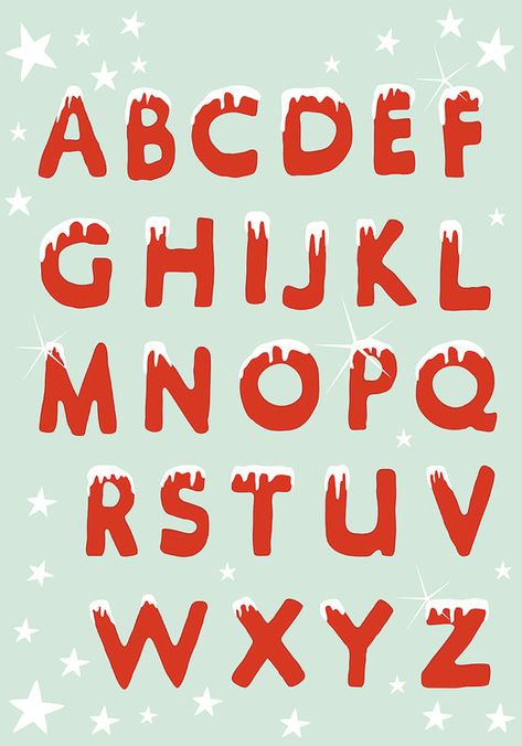 Snowy Clipart Digital Download Vector Christmas Alphabet Red Letters Hung With Snow Cute Christmas Fonts Alphabet, Christmas Bubble Letters, Holiday Fonts Alphabet, Christmas Lettering Alphabet, Red Alphabet Letters, Christmas Font Alphabet, Christmas Letter Design, Snow Letters, Winter Typography