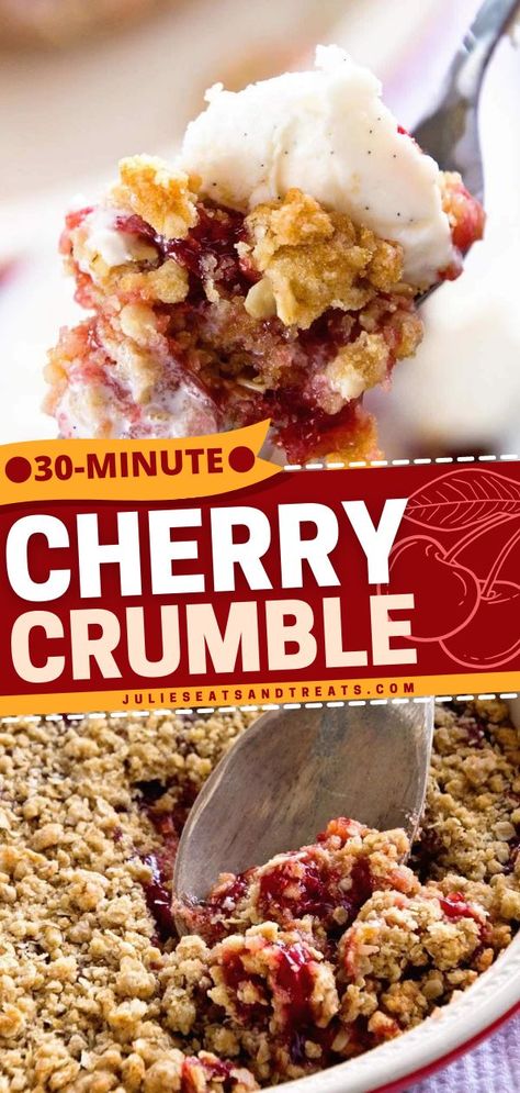 Cherry Crumble Recipe, Cherry Crumble Pie, Cherry Pie Crumble, Pie Filling Desserts, Cherry Crisp Recipe, Cherry Pie Filling Recipes, Cherry Recipes Dessert, Cherry Cobbler Recipe, 4th Of July Dessert