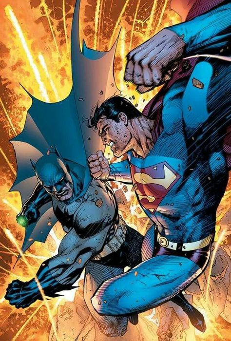 Batman vs Superman by Jim Lee Batman Vs Superman Drawing, Batman Vs Superman Comic, Jim Lee Superman, Superman Comic Art, Superman Vs Batman, Jim Lee Batman, Jim Lee Art, Illustration Comic, Superman Movies