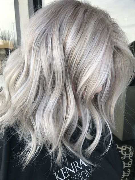 Icy blonde by Kathy Nunez Icy Toned Blonde, Silver Toned Blonde Hair, Icy Grey Blonde Hair, Grey Hair Weave, Icy Blonde Hair Color, Grey Blonde Hair, 2018 Hair, Grey Blonde, Icy Blonde Hair