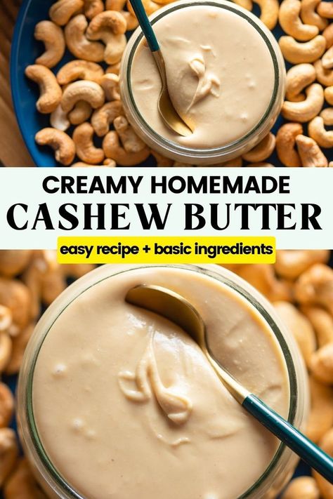 Homemade Cashew Butter Cashew Butter Recipe, Butter At Home, Nut Butter Recipes, Homemade Nut Butter, Dairy Free Alternatives, Finger Foods Easy, Fall Cooking, Cashew Butter, Peanut Butter Recipes