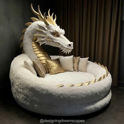 Giant Dragon Loungers: Unleash Mythical Comfort in Your Home Giant Dragon, Wooden Garden Bed, Fantasy Furniture, Furniture Side Tables, Christmas Accessories, Wooden Garden, Ways To Relax, Cozy Corner, Artificial Christmas Tree